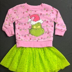 Seasonal Pink and Green Matching Set with Grinch Design